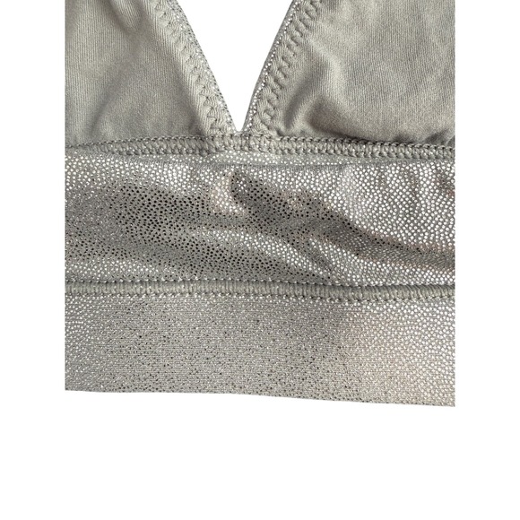 SKIMS Fits Everybody Triangle Bralette Stretch Silver Metallic Intimates Size XS - Picture 7 of 9